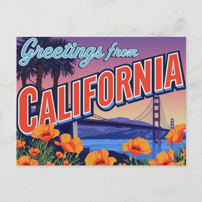 Carte Postale California Poppy and Bridge (Devant)