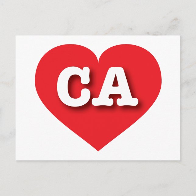 Carte Postale California Red Heart - J'aime CA (Devant)