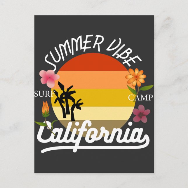 Carte postale California Summer Vibe Surf Camp (Devant)