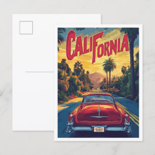 Carte Postale California USA Art Vintage Illustration Travel