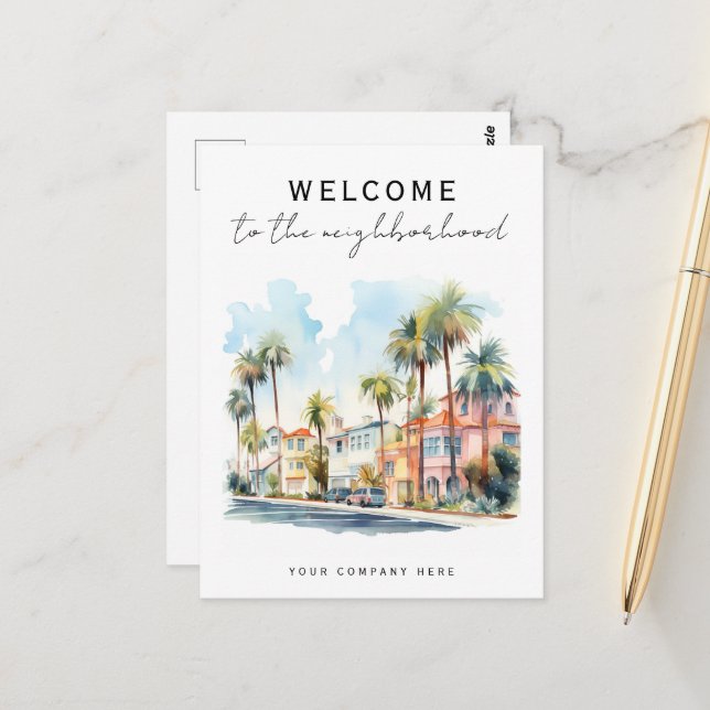 Carte Postale Californie Bienvenue à Neighborhood Realty (Devant/Arrière en situation)