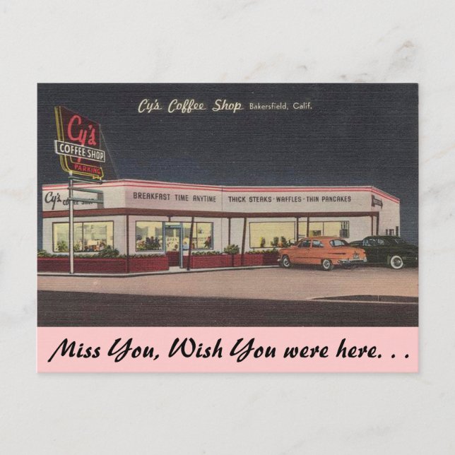 Carte Postale Californie, Cy's Coffee Shop (Devant)