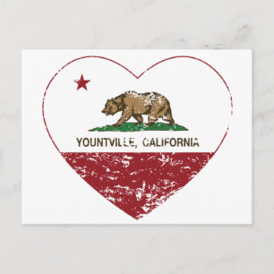 Carte Postale californie drapeau de la petite ville coeur en dét