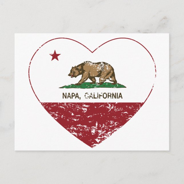 Carte Postale californie drapeau napa coeur en détresse (Devant)