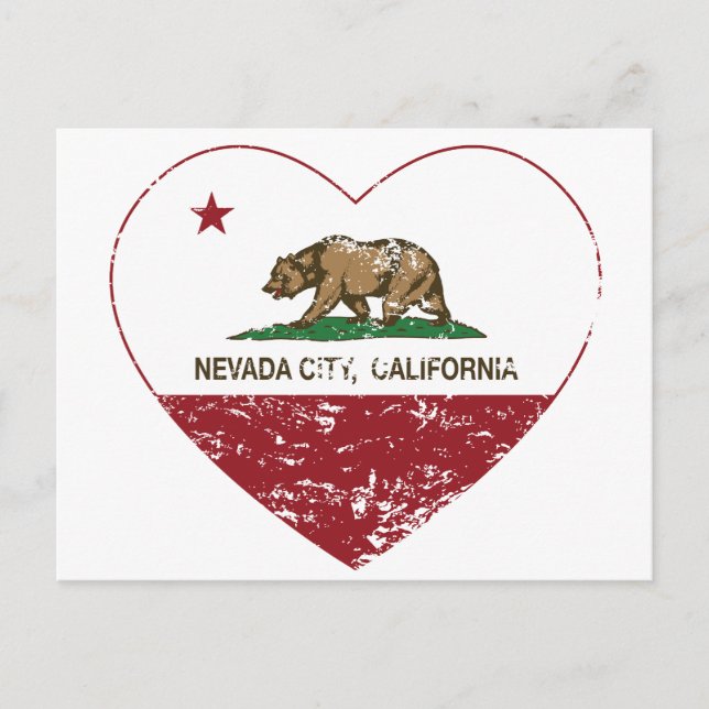 Carte Postale californie drapeau nevada ville coeur en détresse (Devant)