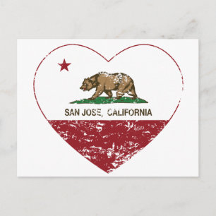 Carte Postale californie drapeau san jose coeur en détresse