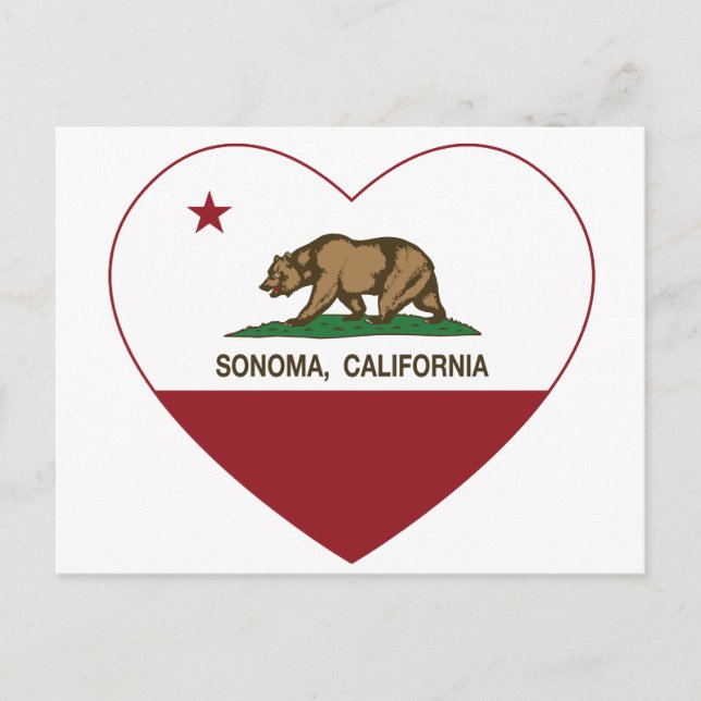 Carte Postale californie drapeau sonoma coeur (Devant)