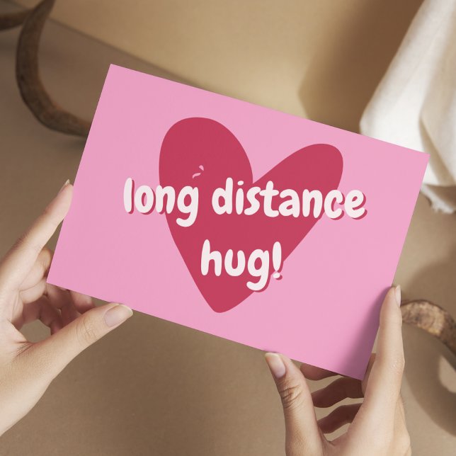 Carte Postale Câlins à distance ! Gros cœur rose (Créateur téléchargé)