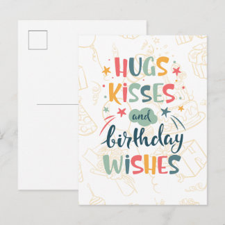 Carte Postale Câlins, baisers et vœux d'anniversaire