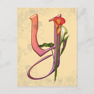Carte Postale Calla Initial Y colorée