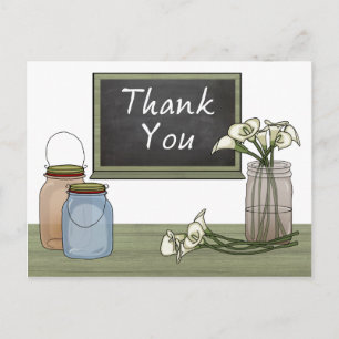 Carte Postale Calla Lily Chalkboard Mason Jar Merci