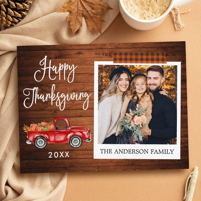 Carte Postale Calliage Plaid Craft Bande Thanksgiving Camion (Customize to change your personalized text size or text style.)