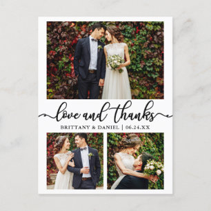 Carte Postale Calligraphie 3 Mariage photo Collage Merci