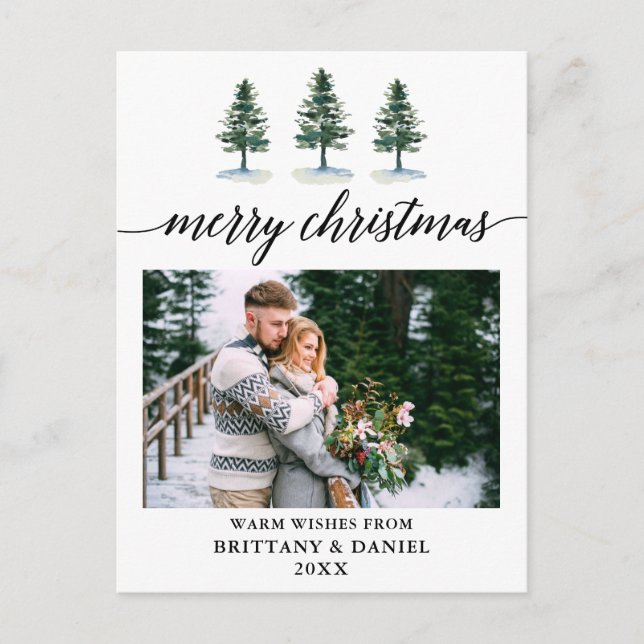 Carte Postale Calligraphie Aquarelle Pines Couple Photo (Devant)