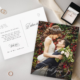 Carte Postale Calligraphie blanche romantique Mariage Photo Cart