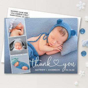 Carte Postale Calligraphie Cœur 4 Collage Photo Bébé Merci