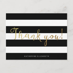 Carte Postale Calligraphie de Faux Gold   Bandes noir et blanc