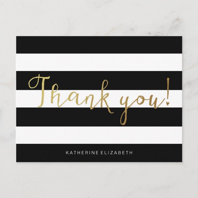 Carte Postale Calligraphie de Faux Gold | Bandes noir et blanc (Devant)