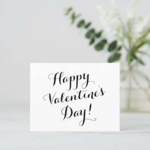 Carte Postale calligraphie de script noir Heureuse Sainte-Valent
