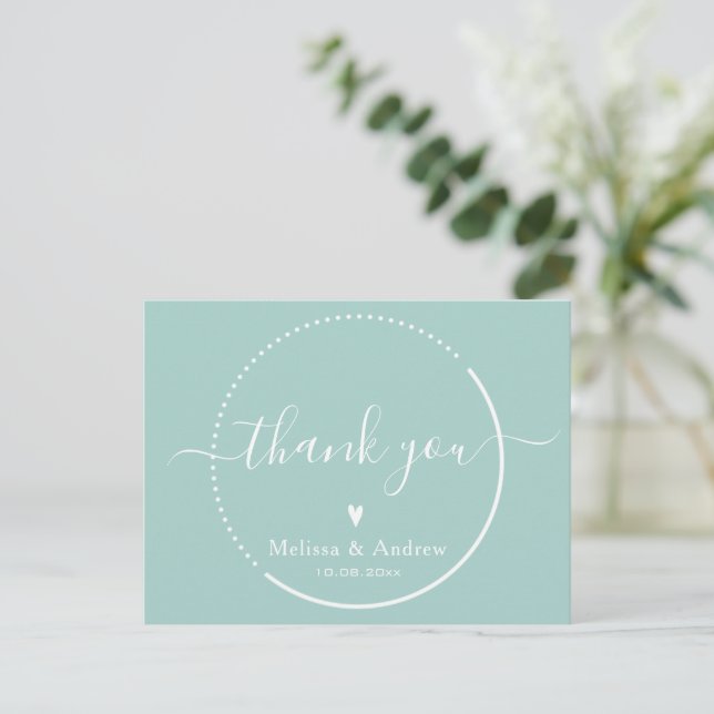 Carte Postale Calligraphie Élégante - Remerciements de Mariage T (Debout devant)