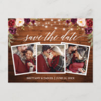 Calligraphie Floral Bois Bourgogne Save The Date