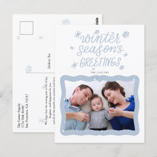 Carte Postale Calligraphie Hiver Saison Salutations Photo Holida