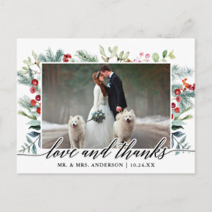 Carte Postale Calligraphie Hiver Verdure Amour Merci Mariage