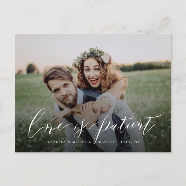 Carte Postale Calligraphie L'Amour Est Patient Photo Postponemen (Devant)