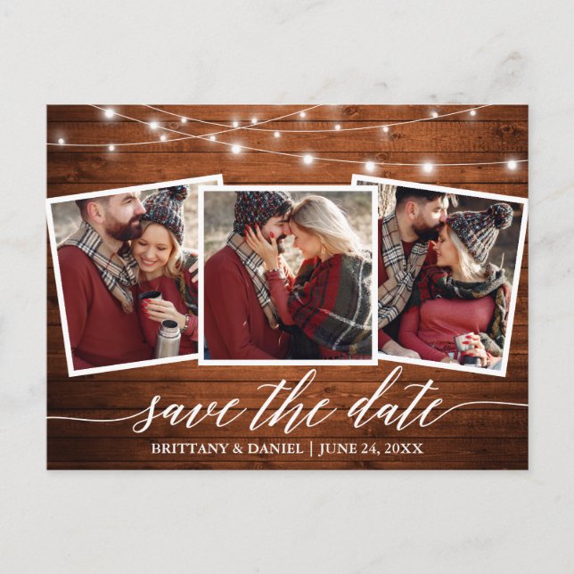 Carte Postale Calligraphie Luminaires en Bois Rustique Save The  (Devant)