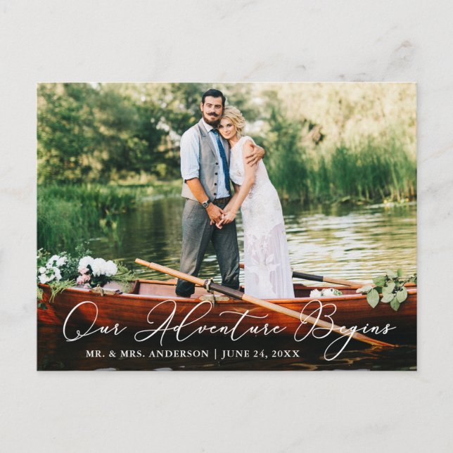 Carte Postale Calligraphie Mariage Notre aventure commence (Devant)
