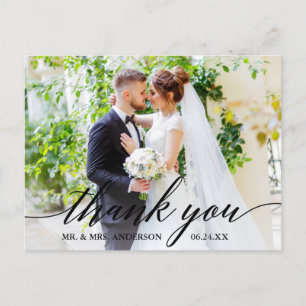 Carte Postale Calligraphie Mariage Photo Bride Groom Merci B