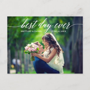 Carte Postale Calligraphie Meilleur Jour Jamais Mariage Merci ph