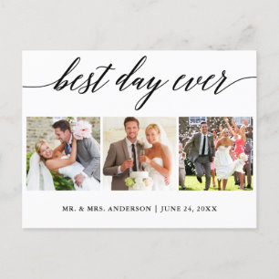 Carte Postale Calligraphie Meilleur Jour Jamais Mariage Merci ph