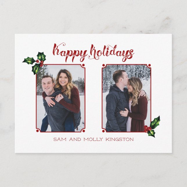 Carte Postale Calligraphie mignonne Police Happy Holidays Two-Ph (Devant)