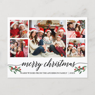 Carte Postale Calligraphie moderne 5 Photo Famille Joyeux Noël