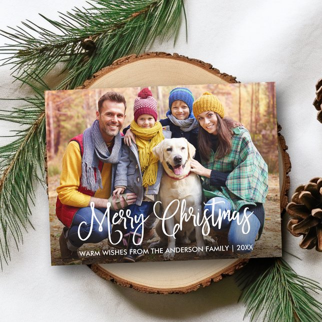 Carte Postale Calligraphie moderne amusante Joyeux Noël Photo (Customize to change your personalized text size or text style.)