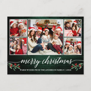 Carte Postale Calligraphie moderne Bois vert 5 Photo Noël