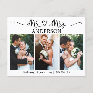 Carte Postale Calligraphie moderne Coeur Mariage 3 Merci photo