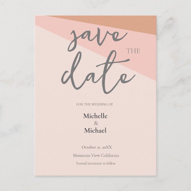 Carte Postale Calligraphie Moderne de Mariage Save the Date (Devant)