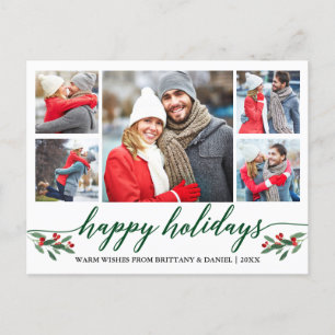 Carte Postale Calligraphie moderne Green Happy Holidays 5 Photo