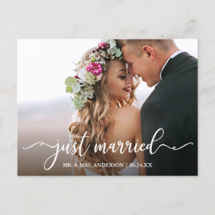 Carte Postale Calligraphie moderne Juste Marié Photo Mariage