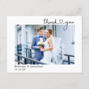Carte Postale Calligraphie moderne Mariage de coeur Merci