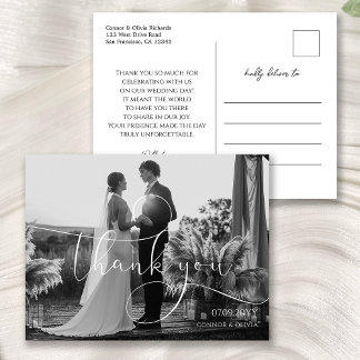 Carte Postale Calligraphie moderne Mariage Merci photo