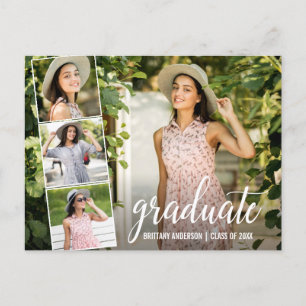Carte Postale Calligraphie moderne Script 4 Photo Graduation Par