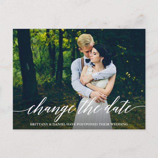 Carte Postale Calligraphie Moderne Script Changer La Date Photo (Devant)