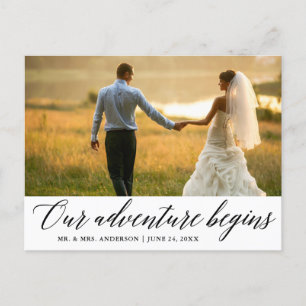 Carte Postale Calligraphie Notre aventure commence Mariage