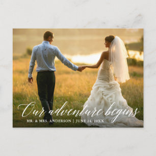 Carte Postale Calligraphie Notre Aventure Commence Mariage Merci