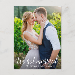 Carte Postale Calligraphie Nous Avons Marié Mariage Couple Photo