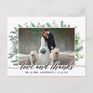Carte Postale Calligraphie Pin de Noël Vert Mariage Photo