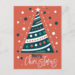 Carte Postale Calligraphie rétro minimaliste Joyeux sapin de Noë